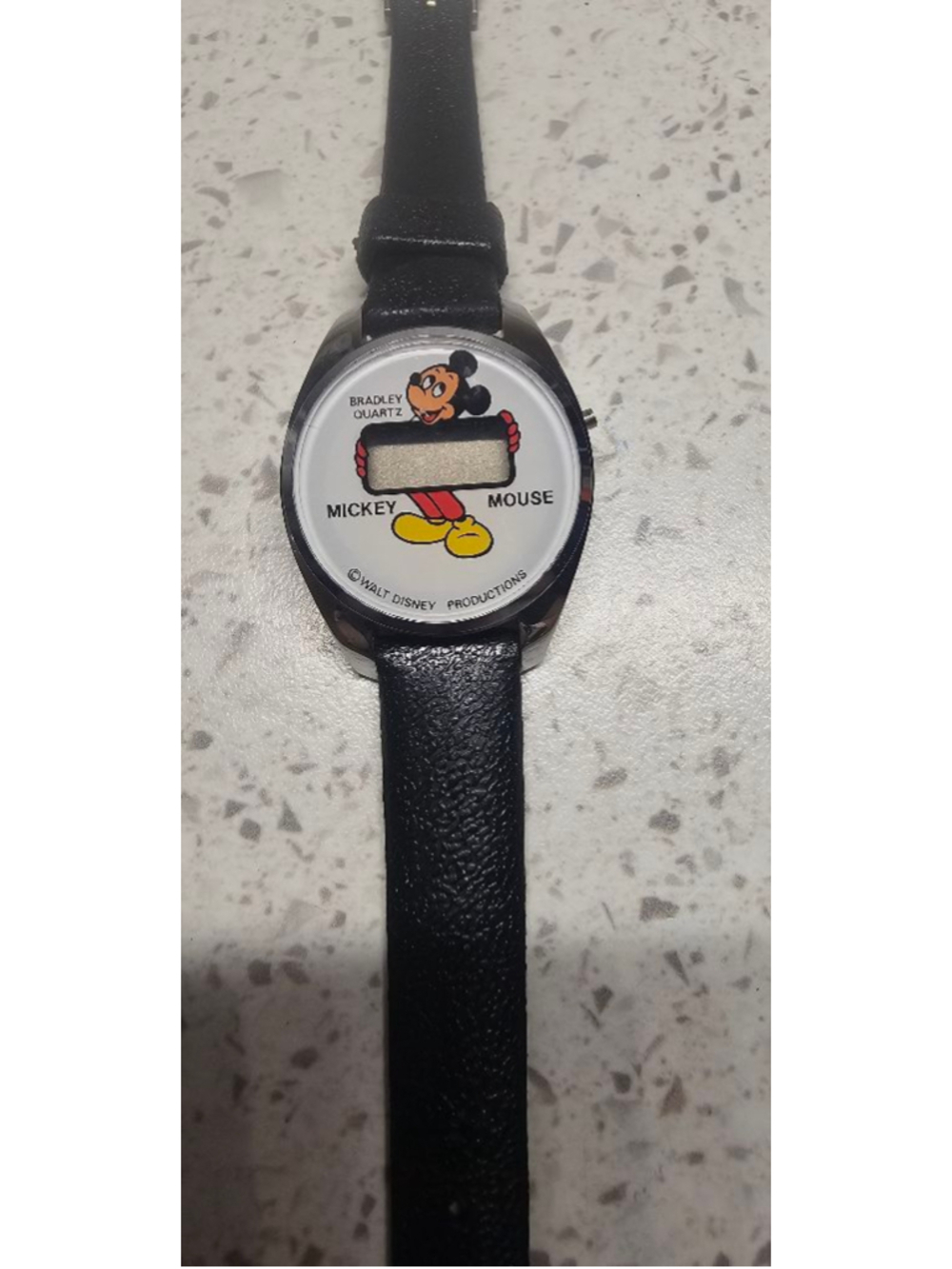 1980s Vintage Silver-tone Digital Mickey Mouse Bradley Time Watch